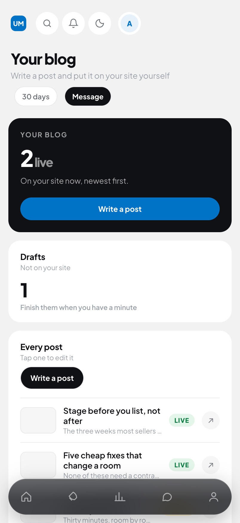 Your blog on a phone